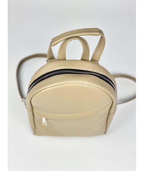 Рюкзак-сумка  женский маленький городской из экокожи бежевый RM1x25
