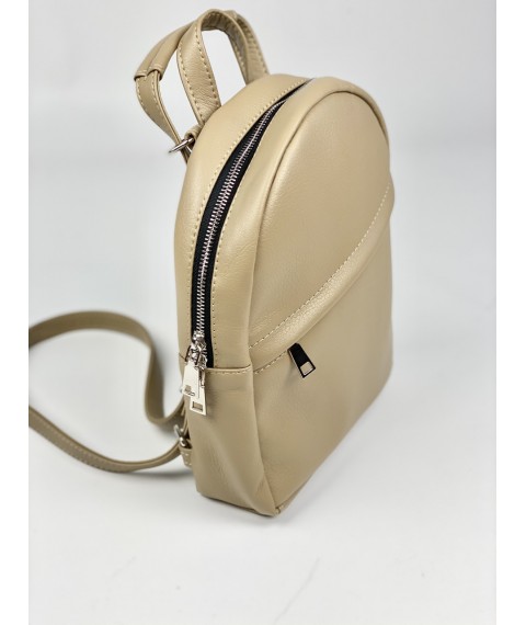Backpack-bag for women small city made of eco-leather beige RM1x25