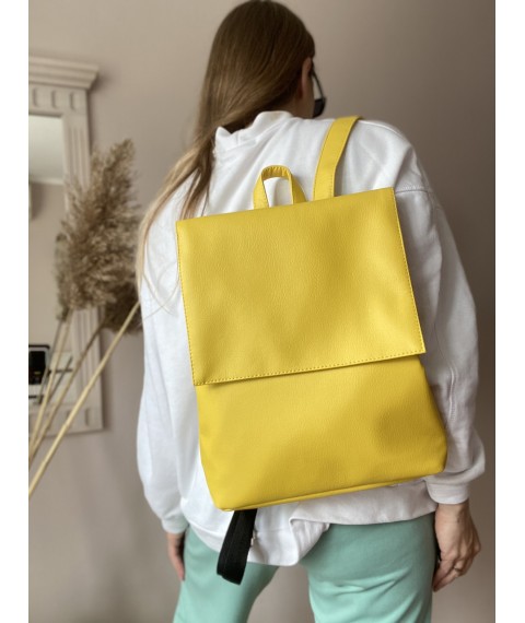 Желтый рюкзак городской женский из экокожи  KL1x3