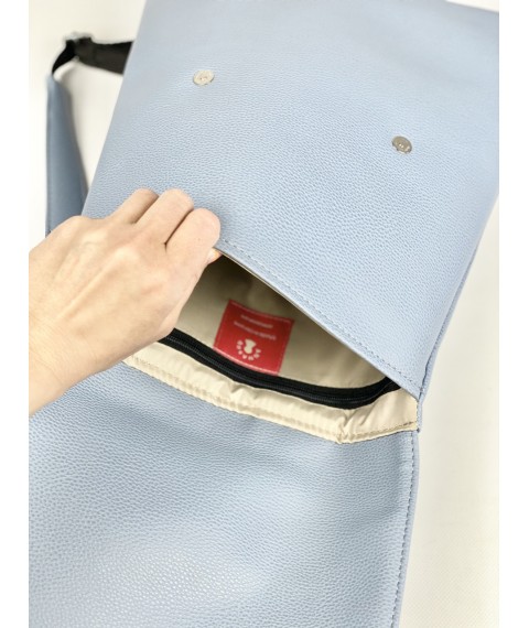 Blue women's rectangular eco-leather backpack KL1x6