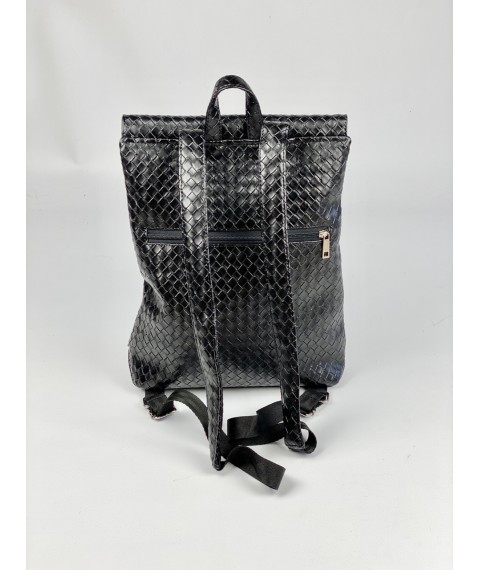 Черный женский рюкзак плетеный A4 KL1x33
