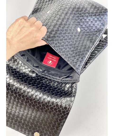 Черный женский рюкзак плетеный A4 KL1x33