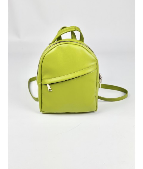 Womens Backpack Bag Green PU Leather RM1x27