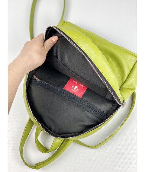 Womens Backpack Bag Green PU Leather RM1x27