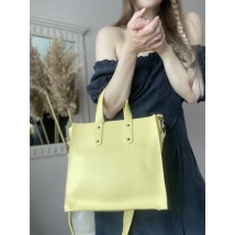 Ladies' big shopper bag with a zipper stylish eco-leather yellow