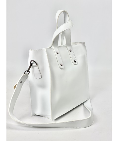 White eco-leather large women's bag