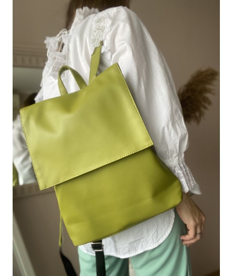 Зеленый женский рюкзак экокожа  KL1x37