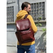 Backpack men's large urban burgundy eco-leather
