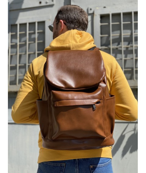Brown men's backpack large