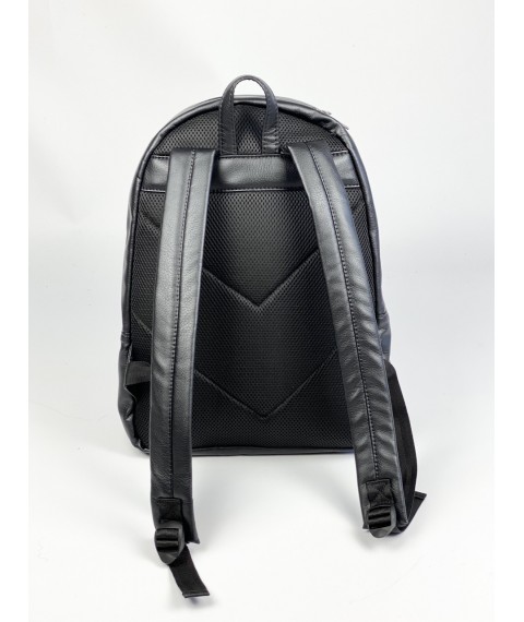 Black men's backpack eco-leather