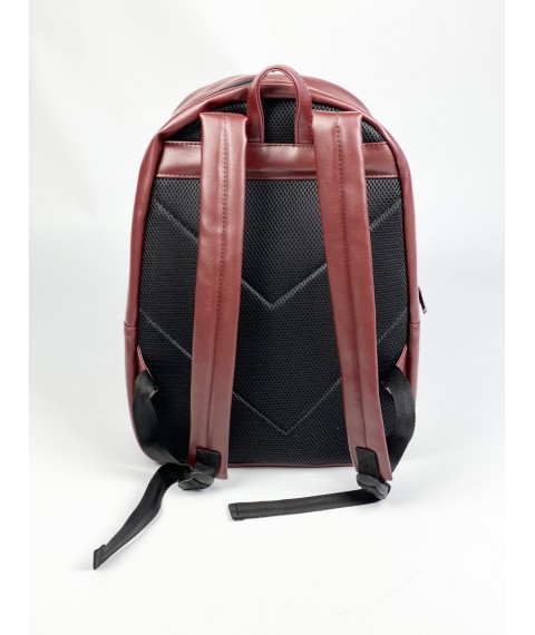 Women's backpack large burgundy eco-leather