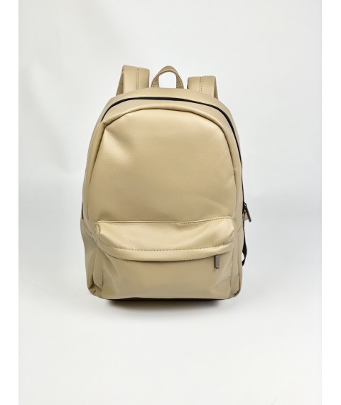 Women's backpack large beige eco-leather