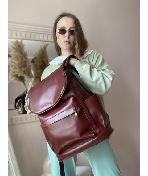 Women's burgundy backpack large urban