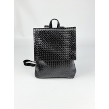 Черный  плетеный рюкзак мужской для города из экокожи