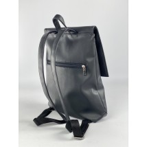 Small size men's backpack made of eco-leather black matte