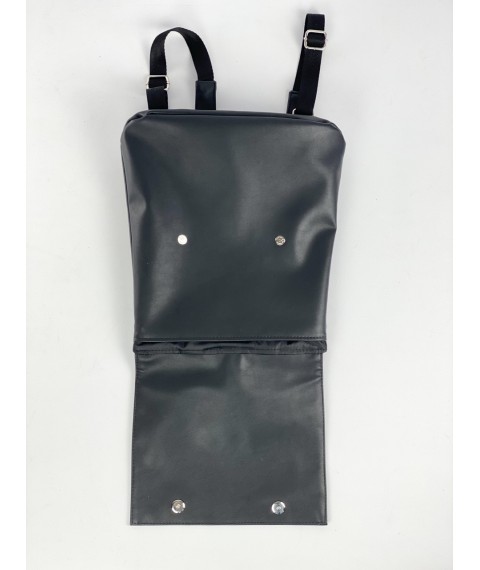 Мужской рюкзак небольшого размера из экокожи черный матовый