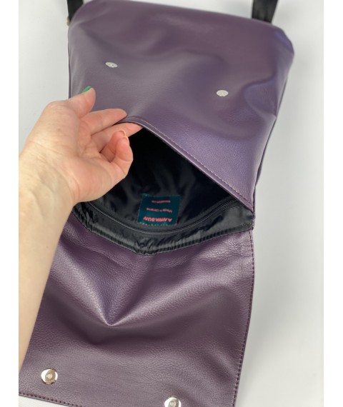 Small men's backpack purple eco-leather