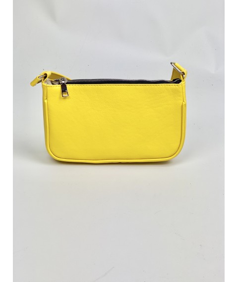 Women's yellow baguette made of eco-leather
