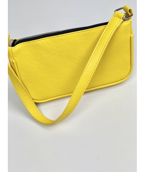 Women's yellow baguette made of eco-leather