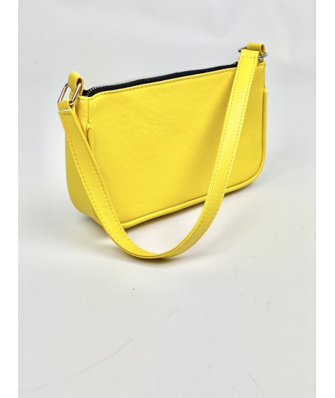 Желтая сумка-багет женская из экокожи