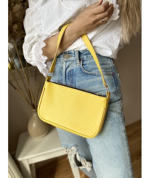 Желтая сумка-багет женская из экокожи