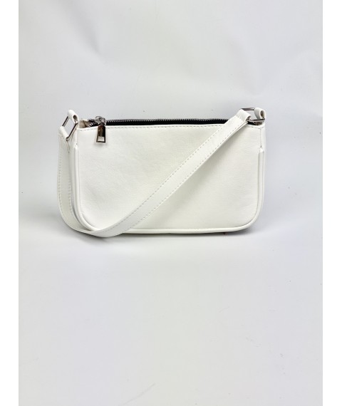 Белая сумка-багет женская мини