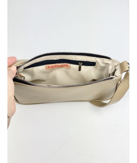 Женская сумка-багет беж экокожа