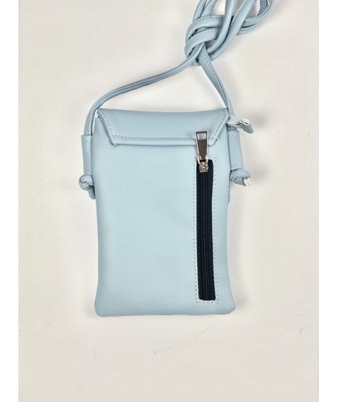 Женская сумка кросс-доди для телефона голубая из экокожи