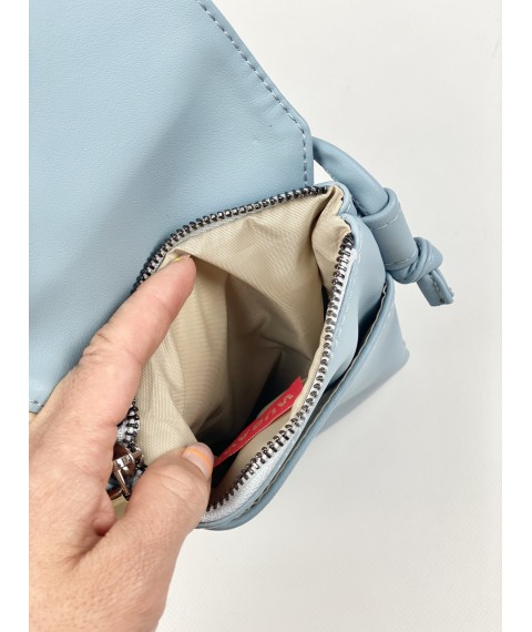 Женская сумка кросс-доди для телефона голубая из экокожи