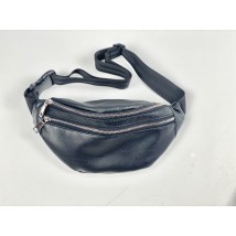Women's waist bag with three compartments urban middle bag made of eco-leather black matte 12PSx1