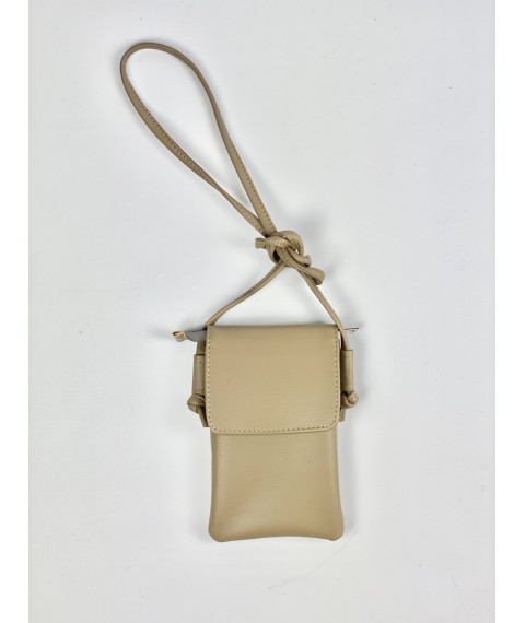 Бежевая женская сумка-кошелек для телефона из экокожи