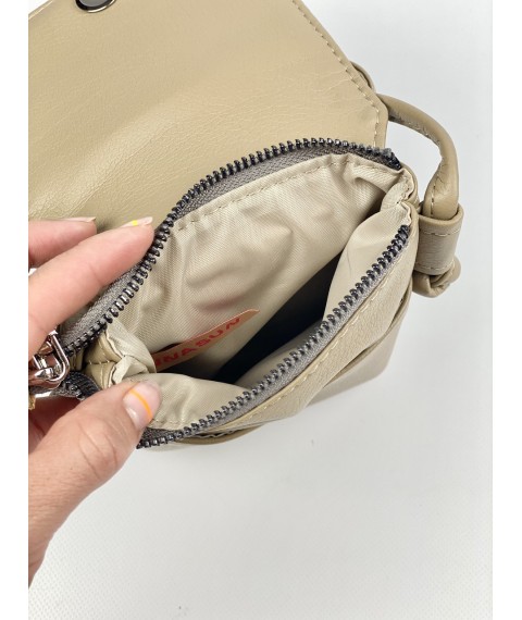 Бежевая женская сумка-кошелек для телефона из экокожи