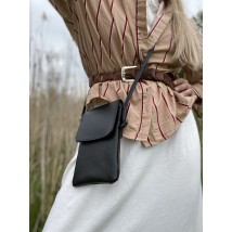 Черная сумочка для телефона женская из экокожи