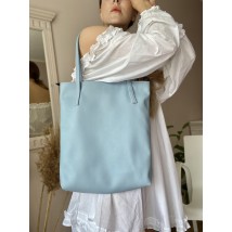 Голубая сумка-шоппер на молнии женская из экокожи SP2x11
