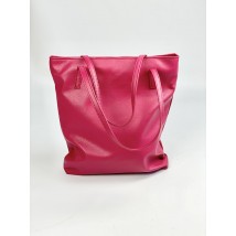 Women's eco-leather shopper bag with zipper crimson SP2x18