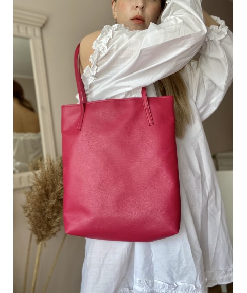 Малиновая сумка-шоппер на молнии женская из экокожи SP2x18