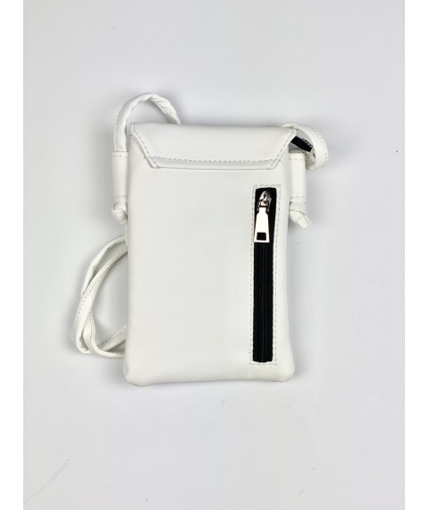 White women's bag with a long strap eco-leather