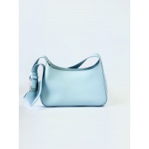 Голубая сумка-багет женская из экокожи