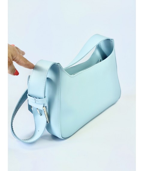 Small blue women's bag made of eco-leather