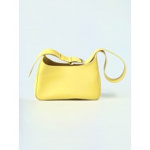 Yellow rectangular eco-leather baguette bag for women