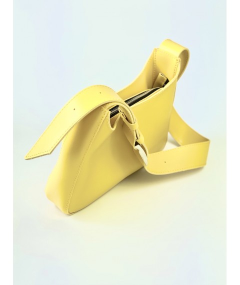 Желтая прямоугольная женская сумка-багет из экокожи