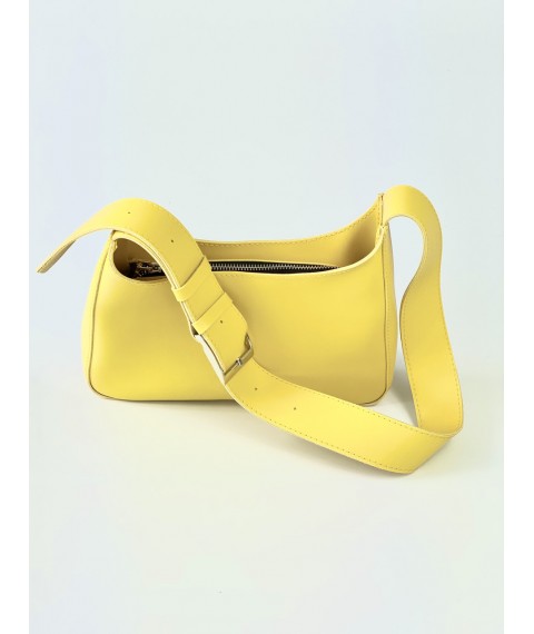 Желтая прямоугольная женская сумка-багет из экокожи