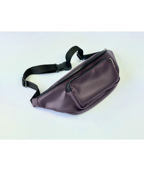 Women's purple belt bag made of textured eco-leather