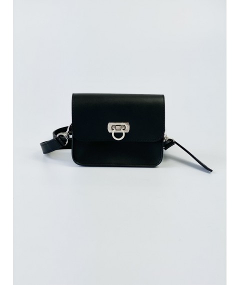 Black small eco-leather bag for women FUx1