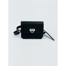 Черная небольшая женская сумка из экокожи FUx1