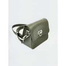 Small women's bag on a long strap with a chain made of eco-leather white