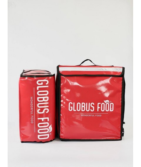 Thermo backpack for food delivery red with company logo
