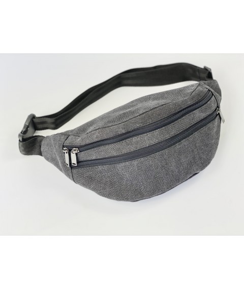 Gray women's large belt bag made of canvas waterproof