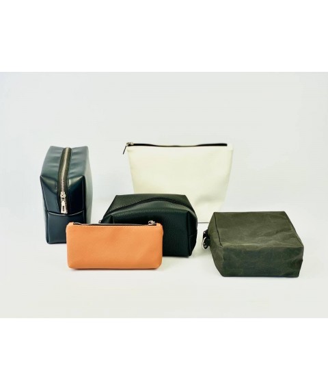 Under the order, eco-leather cosmetic bags with a logo