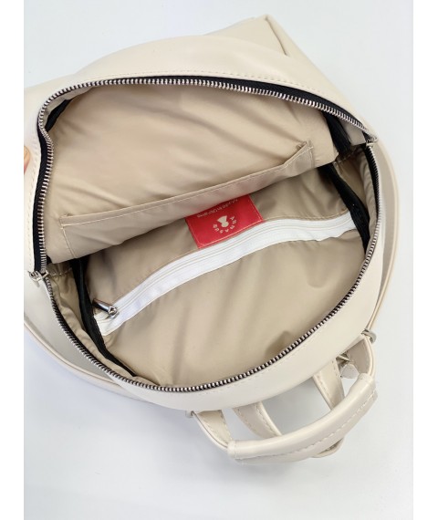 Рюкзак-сумка  женский маленький городской из экокожи молочный  RM1x30